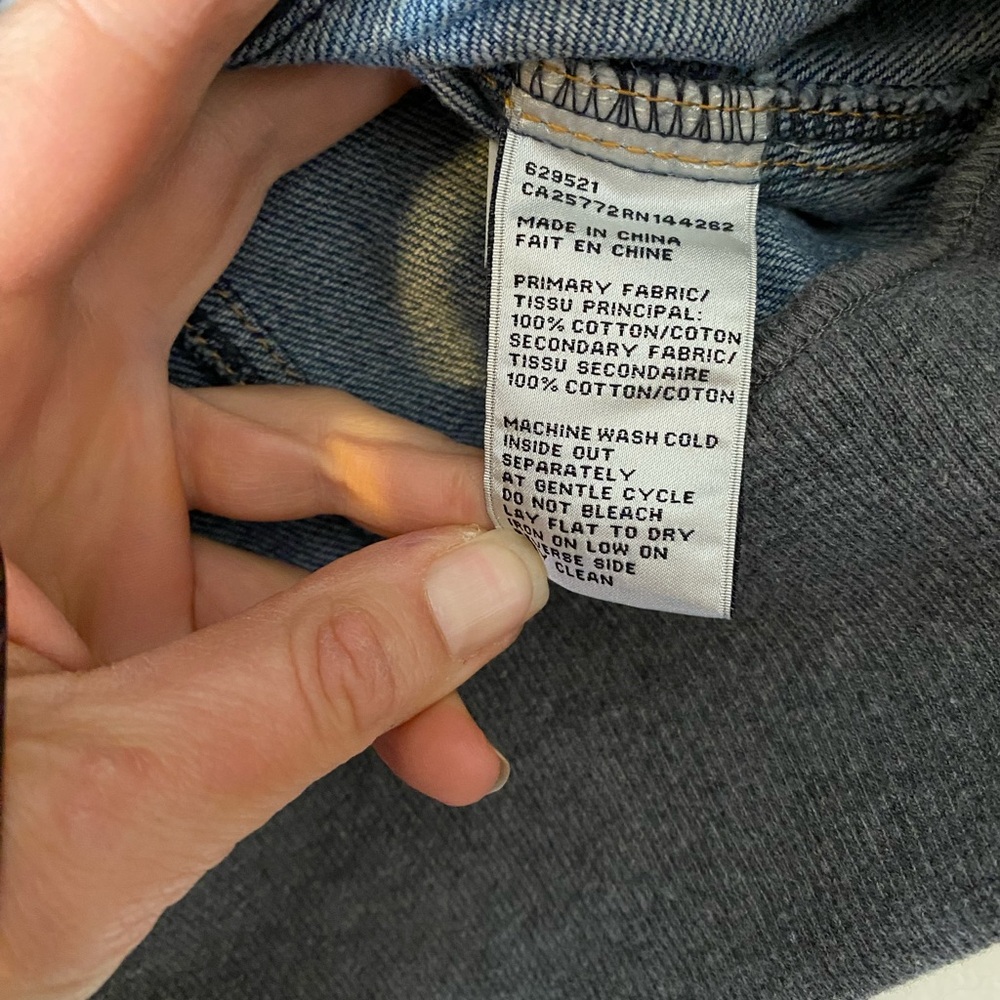 Dex Blue Denim Jacket with Gray Sleeves and Hoodie - Picture 5 of 6